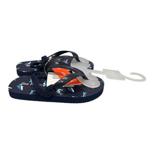 Joe Fresh Flip Flop Sandals Boys Size 8 Blue Shark Print Beach Shoes Summer